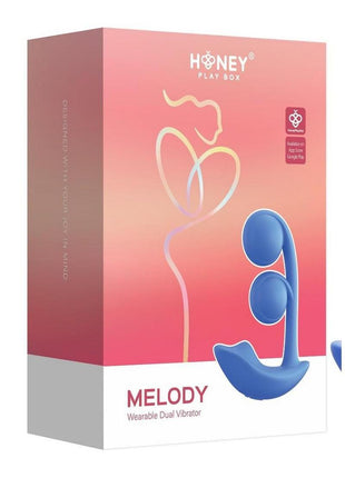 Melody Pressure Sensing App-Controlled Rechargeable Silicone Twin Balls Clit and G-Spot Vibrator - Blue