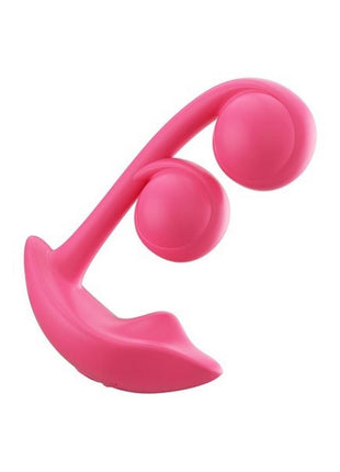Melody Pressure Sensing App-Controlled Rechargeable Silicone Twin Balls Clit and G-Spot Vibrator - Red