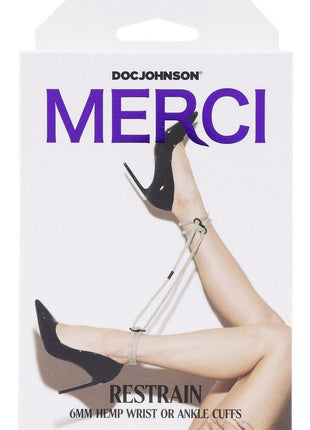Merci Hogtied Bind and Tie 6mm Hemp Wrist Or Ankle Cuffs - Tan