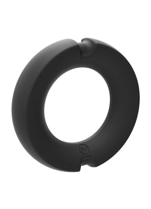Merci Silicone Covered Metal Cock Ring - Black/Metal - 35mm