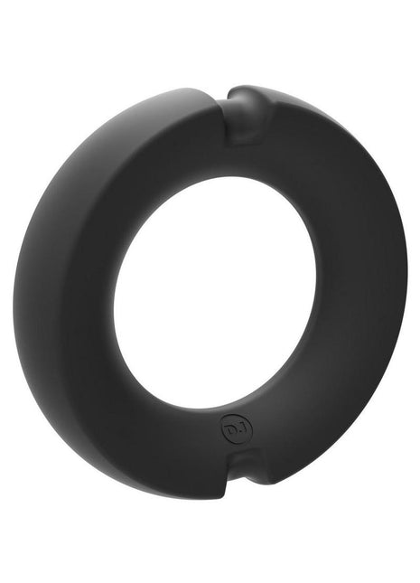 Merci Silicone Covered Metal Cock Ring - Black/Metal - 50mm