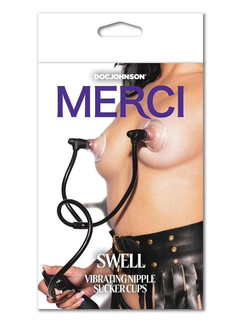 Merci Swell Auto Vibrating Nipple Sucker Cups - Black