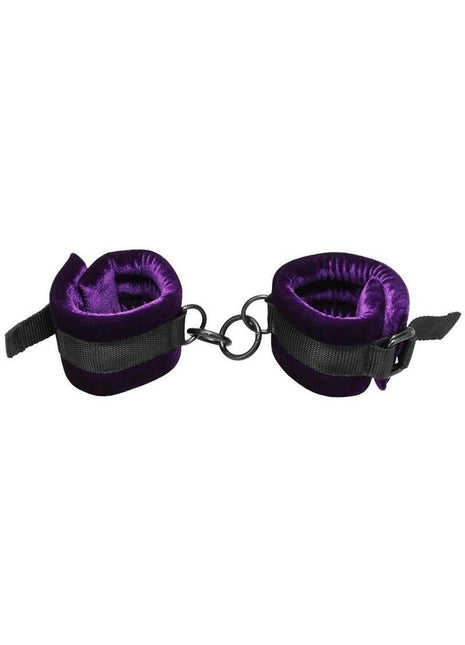 Merci Velvet Ankle Cuffs - Black/Purple