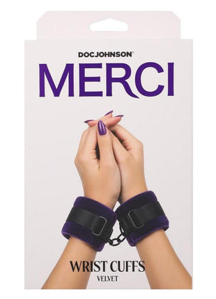 Merci Velvet Wrist Cuffs - Black/Purple
