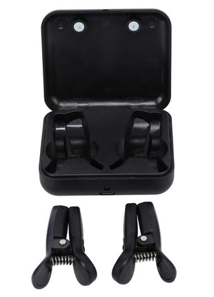 Merci Vibro Grippers Wireless Vibrating Nipple Clamps with Rechargeable Case - Black