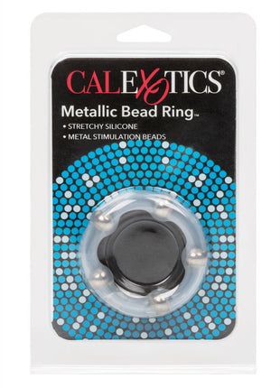 Metallic Bead Ring Silicone Cock Ring - Clear