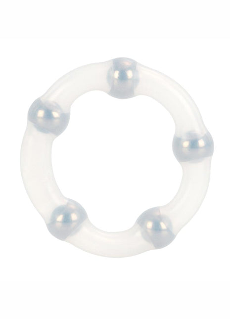 Metallic Bead Ring Silicone Cock Ring - Clear