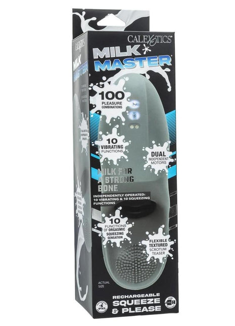 Milk Master Rechargeable Silicone Squeeze and Please Masturbator - Gray/Grey