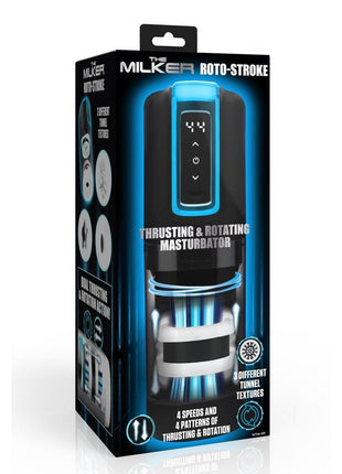 Milker Roto-Stroke Thrusting and Rotating Masturbator - Black/White