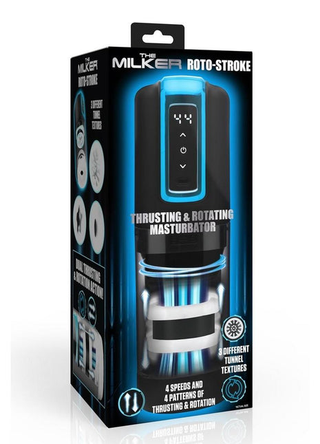Milker Roto-Stroke Thrusting and Rotating Masturbator - Black/White