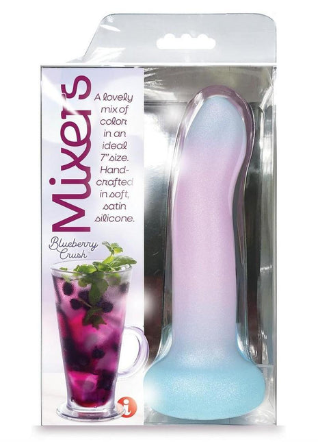 Mixers Blueberry Crush Silicone G-Spot Dildo with Suction Cup - Blue/Lavender - 8in