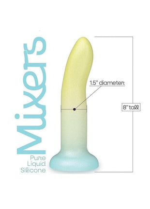 Mixers Lime Rickey Silicone G-Spot Dildo with Suction Cup - Teal/Yellow - 8in