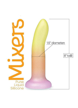 Mixers Tequila Sunrise Silicone G-Spot Dildo with Suction Cup - Orange/Yellow - 8in
