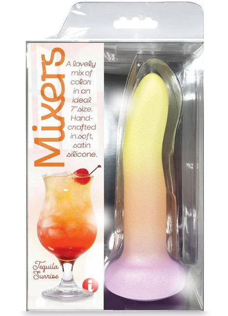 Mixers Tequila Sunrise Silicone G-Spot Dildo with Suction Cup - Orange/Yellow - 8in
