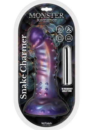 Monster Romance Snake Charmer Rechargeable Silicone Dildo with Bullet Vibrator - Multicolor