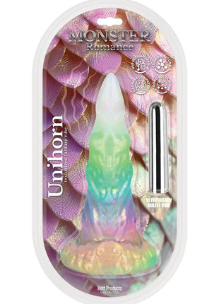 Monster Romance Unihorn Fantasy Rechargeable Silicone Dildo with Bullet Vibrator - Multicolor
