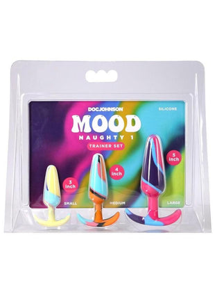 Mood Naughty 1 Kaleidoscope Trainer Silicone Anal Plug - Multicolor - 3 Piece Set