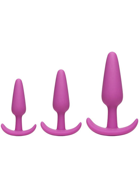 Mood Naughty 1 Trainer Silicone Anal Plug - Pink - Large/Small - 3 Piece Set