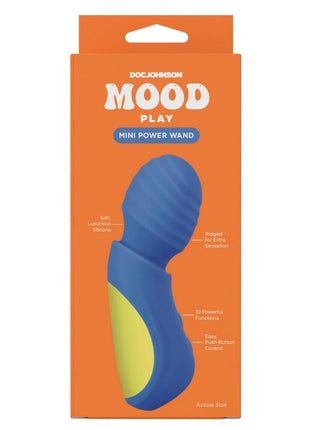 Mood Play Rechargeable Silicone Mini Power Wand - Blue/Yellow