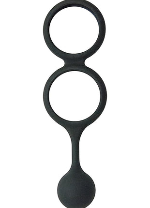 My Cock Ring Scrotum Ring with Weighted Ball Banger Silicone Cock Ring - Black