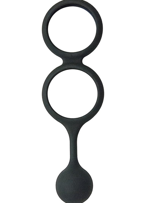 My Cock Ring Scrotum Ring with Weighted Ball Banger Silicone Cock Ring - Black