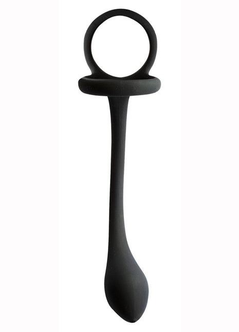 My Cock Ring Silicone Cock Ring with Butt Plug - Black