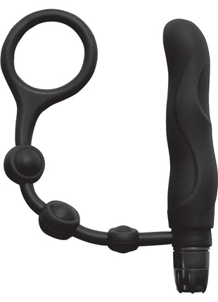 My Cock Ring Silicone Cock Ring with Vibrating Ass Blaster Butt Plug - Black