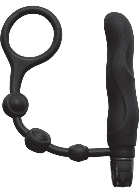 My Cock Ring Silicone Cock Ring with Vibrating Ass Blaster Butt Plug - Black