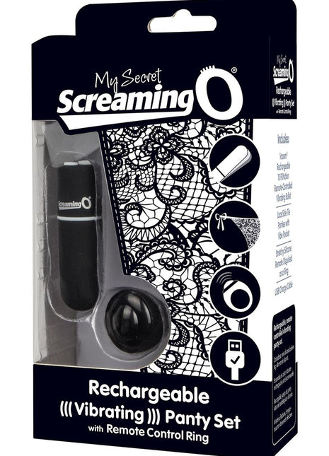 My Secret USB Rechargeable Panty Vibe Set with Silicone Remote Control Ring Waterproof - Black
