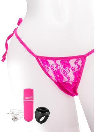 My Secret USB Rechargeable Panty Vibe Set with Silicone Remote Control Ring Waterproof - Pink
