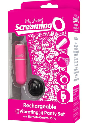 My Secret USB Rechargeable Panty Vibe Set with Silicone Remote Control Ring Waterproof - Pink