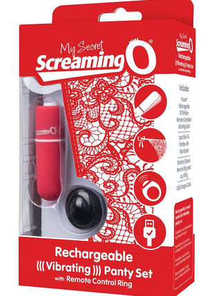 My Secret USB Rechargeable Panty Vibe Set with Silicone Remote Control Ring Waterproof - Red