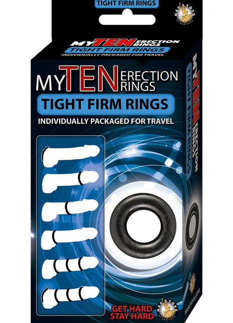 My Ten Erection Rings Tight Firm Cock Rings - Black