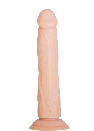 Naked Addiction Rotating and Thrusting Vibrating Rechargeable Silicone Dong with Remote Control - Vanilla - 8in