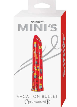 Nasstoys Mini's Vacation Rechargeable Bullet - Multicolor/Red
