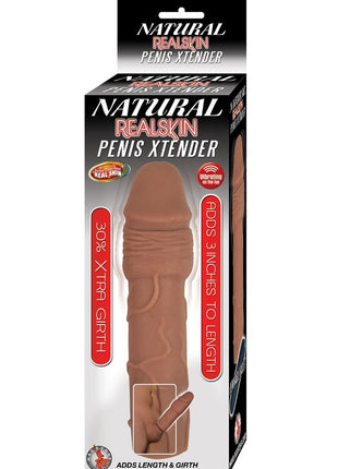 Natural Realskin Penis Xtender Vibrating Penis Extender - Brown/Chocolate
