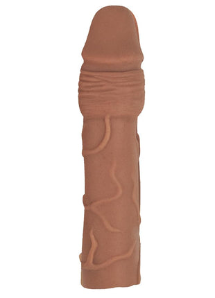 Natural Realskin Penis Xtender Vibrating Penis Extender - Brown/Chocolate