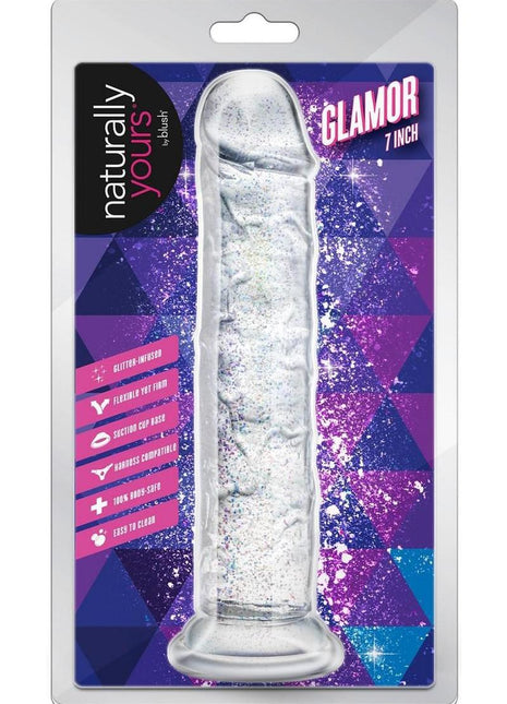Naturally Yours Glamor Dildo 7in - Sparkling - Clear
