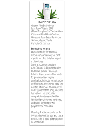Aloe Cadabra Organic Lube -  Unscented Ingredients