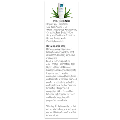 Aloe Cadabra Organic Lube -  Unscented Ingredients