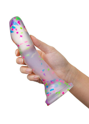 Neo Elite Glow In The Dark Silicone Hanky Panky Dildo 7.5in - Confetti