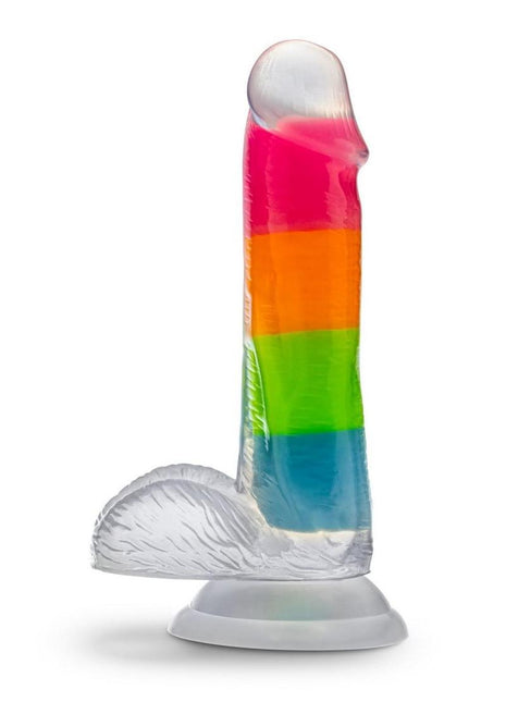 Neo Elite Glow In The Dark Silicone Rainbow Rave Dildo - Glow In The Dark/Multicolor - 6.5in