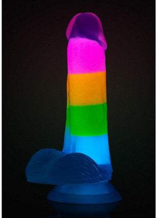 Neo Elite Glow In The Dark Silicone Rainbow Rave Dildo