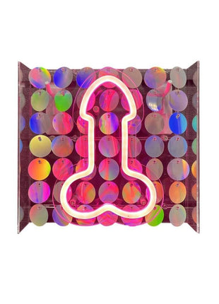 Neon Light Up Penis Sign - Pink/Silver