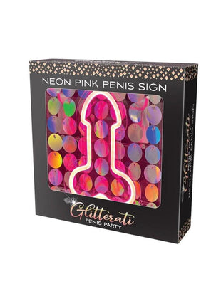 Neon Light Up Penis Sign - Pink/Silver