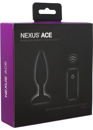 Nexus Ace Rechargeable Silicone Vibrating Butt Plug with Remote Control - Black - Small