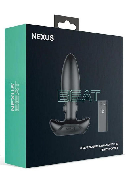 Nexus Beat Thumping Rechargeable Silicone Butt Plug with Remote Control - Black