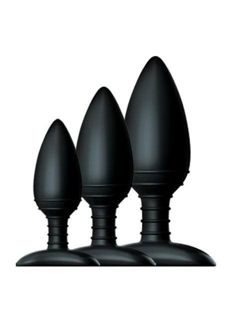Nexus Butt Plug Trio Silicone Butt Plugs - Black - 3 Pieces