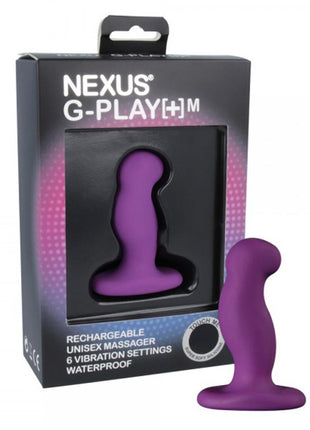 Nexus G-Play+M Rechargeable Silicone G-Spot and P-Spot Vibrator - Purple - Medium