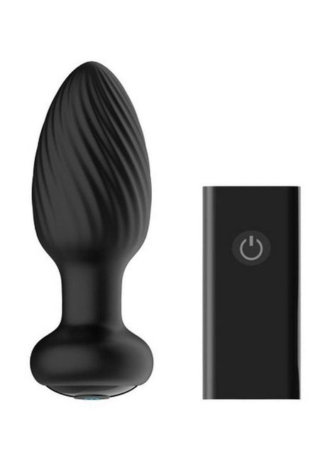 Nexus Tornado Rechargeable Silicone Rotating Butt Plug with Remote Control - Black